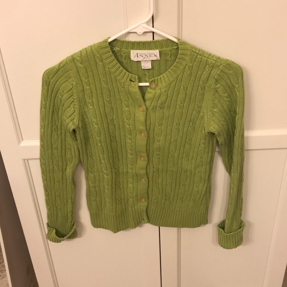 Green button up sweater